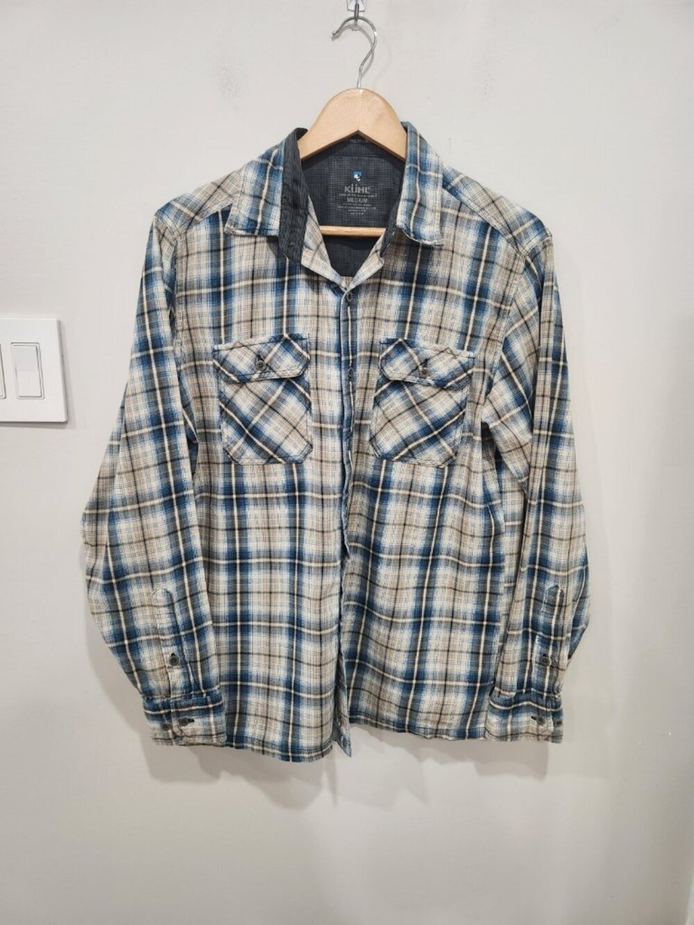 Kuhl Fugitive Flannel Shirt Men's Sz M Plaid Button Up Long Sleeve #7202 outdoor